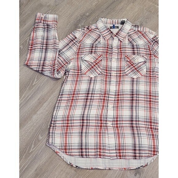 Kenneth Cole Reaction Men's Red Striped Long Sleeve‎ Button Down Shirt Size XL - Picture 2 of 16